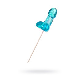 Голубой леденец в форме члена со вкусом блю кюрасао - 80 гр.