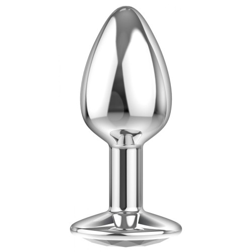 Малая серебристая анальная пробка Sparkle Small с прозрачным кристаллом - 7 см.