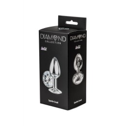 Малая серебристая анальная пробка Sparkle Small с прозрачным кристаллом - 7 см.