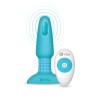 Голубая вибропробка с ротацией шариков RIMMING REMOTE CONTROL PLUG TEAL - 15,2 см.