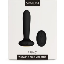 Чёрный анальный вибростимулятор Primo с функцией нагрева - 12 см.