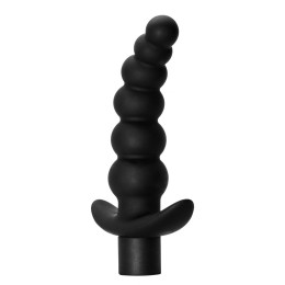 Чёрная анальная ёлочка с вибрацией Ecstasy - 14 см.