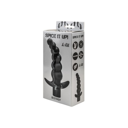 Чёрная анальная ёлочка с вибрацией Ecstasy - 14 см.