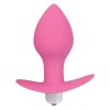 Розовая коническая анальная вибровтулка с ограничителем - 8 см.