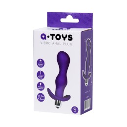 Фиолетовая изогнутая анальная вибропробка - 11,2 см.