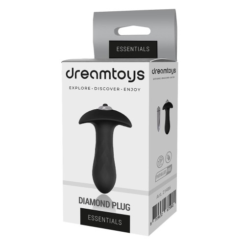 Черная анальная вибровтулка Single Speed Diamond Plug - 10 см.