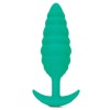 Зеленый ребристый анальный виброплаг Twist - 15,3 см.