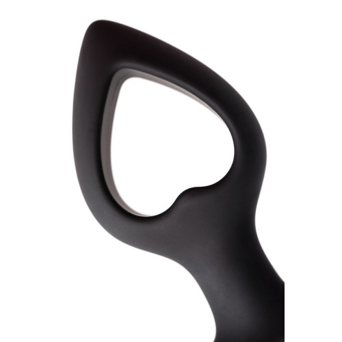 Черная вибровтулка с полой серединой в виде сердечка Cordis M - 14 см.