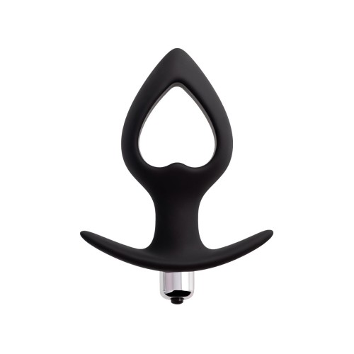 Черная вибровтулка с полой серединой в виде сердечка Cordis M - 14 см.