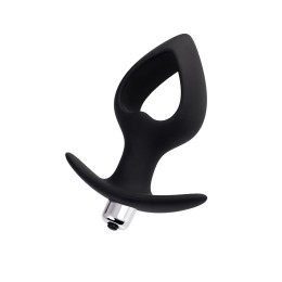 Черная вибровтулка с полой серединой в виде сердечка Cordis M - 14 см.