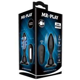 Черная анальная вибропробка с пультом Mr.Play - 10,8 см.