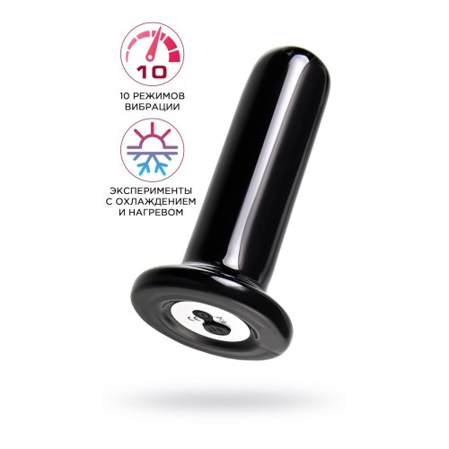 Черный стеклянный мини-вибратор - 10 см.