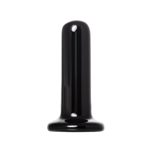 Черный стеклянный мини-вибратор - 10 см.