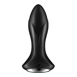 Черная вибропробка с ротацией бусин Rotator Plug 1+ - 12,8 см.