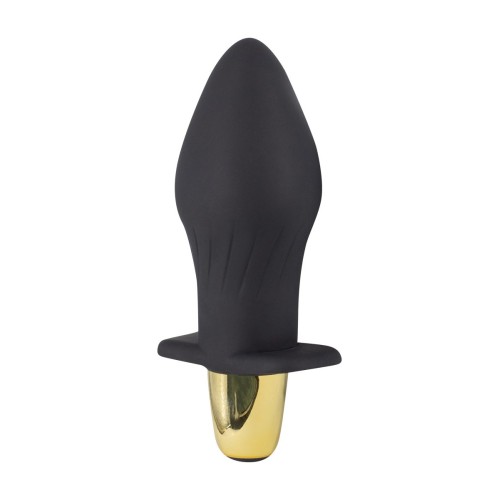 Черная силиконовая анальная пробка с вибрацией - 10,5 см.