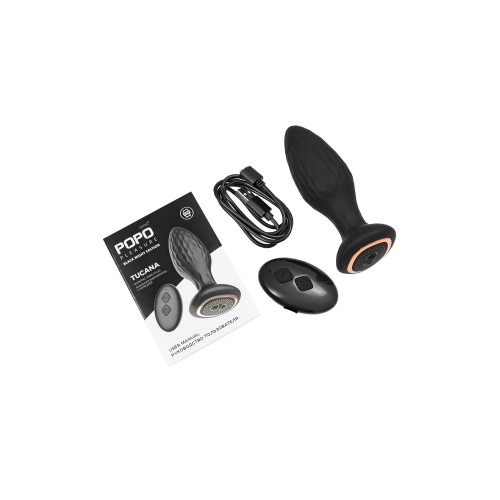 Черная анальная вибровтулка Tucana с ротацией и управлением через приложение - 12 см.