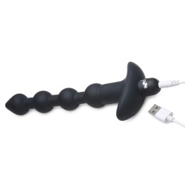 Черные анальные бусы с вибрацией и пультом ДУ 28X Remote Control Vibrating Silicone Anal Beads - 19 см.