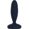Темно-синяя анальная вибропробка Jordan с поступательными движениями - 12 см.