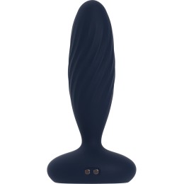 Темно-синяя анальная вибропробка Jordan с поступательными движениями - 12 см.