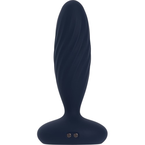 Темно-синяя анальная вибропробка Jordan с поступательными движениями - 12 см.