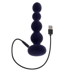 Фиолетовые анальные бусы с вибрацией и вращением Pleasure Orbit - 17,8 см.