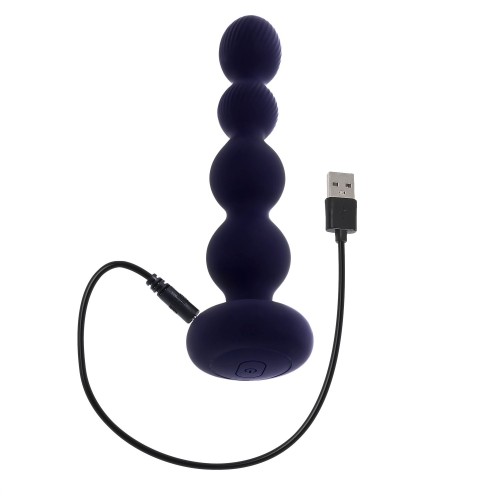 Фиолетовые анальные бусы с вибрацией и вращением Pleasure Orbit - 17,8 см.