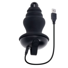 Черный вибростимулятор со съёмной насадкой Echo - 15,3 см.