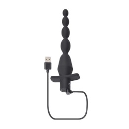 Черная анальная елочка с вибрацией Vibrating Butt Beads - 22 см.