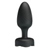 Черная анальная вибропробка с подсветкой Osborn - 9,8 см.