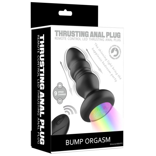 Черная анальная вибропробка с фрикционным механизмом и LED-подсветкой - 12,5 см.