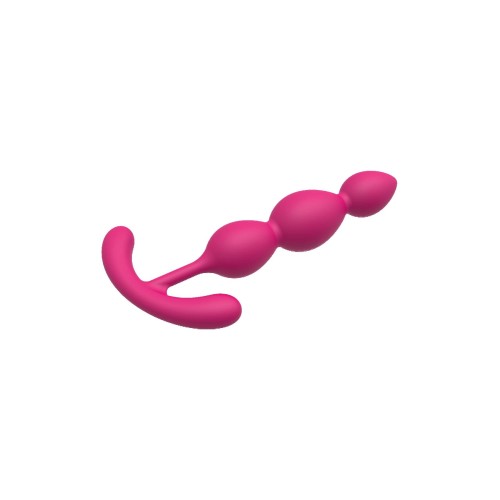 Розовая анальная цепочка Silky Smooth T-Teardrop - 14 см.