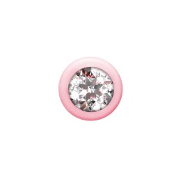 Розовая анальная цепочка с кристаллом Buddy - 17,7 см.