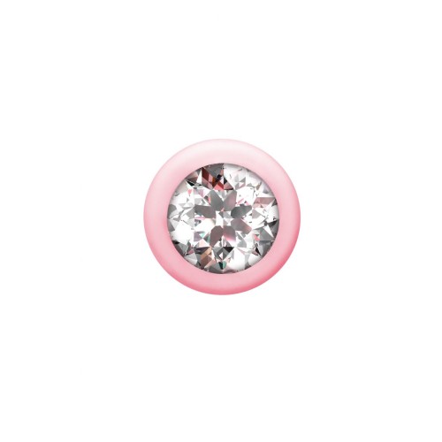 Розовая анальная цепочка с кристаллом Buddy - 17,7 см.