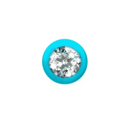 Бирюзовая анальная цепочка с кристаллом Buddy - 17,7 см.