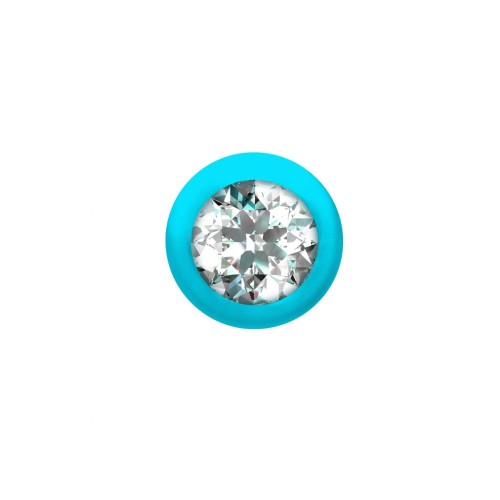 Бирюзовая анальная цепочка с кристаллом Buddy - 17,7 см.