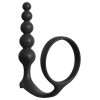 Черная анальная цепочка с эрекционным кольцом Ass-gasm Cockring Anal Beads