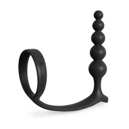 Черная анальная цепочка с эрекционным кольцом Ass-gasm Cockring Anal Beads