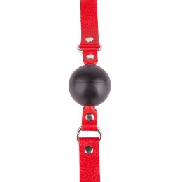 Чёрный кляп-шар с красным ремешком