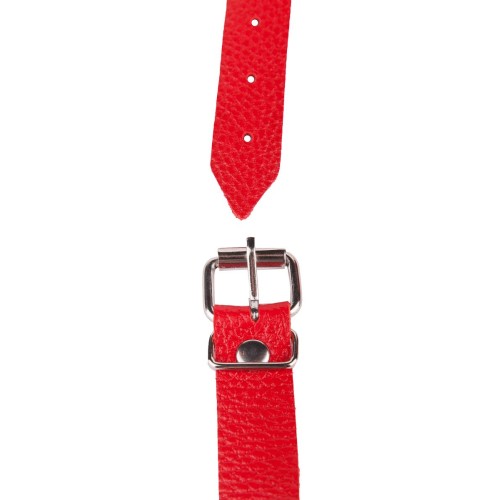 Чёрный кляп-шар с красным ремешком