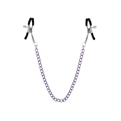 Зажимы для сосков с фиолетовой цепочкой Sweet Caress Nipple Chain
