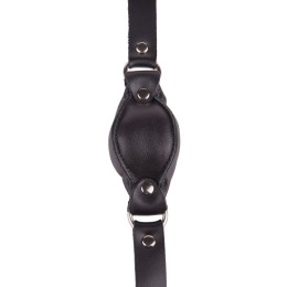 Чёрный кожаный кляп на регулируемых ремешках