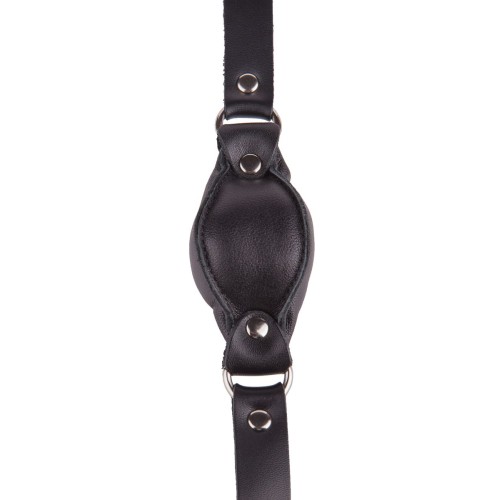 Чёрный кожаный кляп на регулируемых ремешках