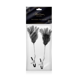 Зажимы для сосков с черными перьями Sweet Caress Feather Nipple Clumps