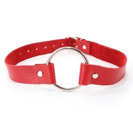 Красный кожаный кляп с кольцом