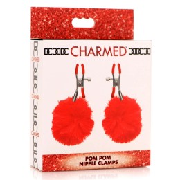 Красные зажимы на соски с помпонами Pom Pom