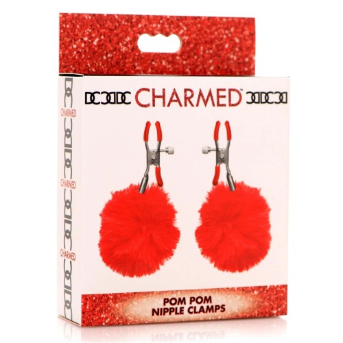 Красные зажимы на соски с помпонами Pom Pom