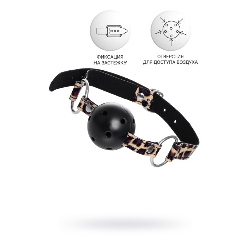 Черный кляп-шар на леопардовых ремешках Anonymo