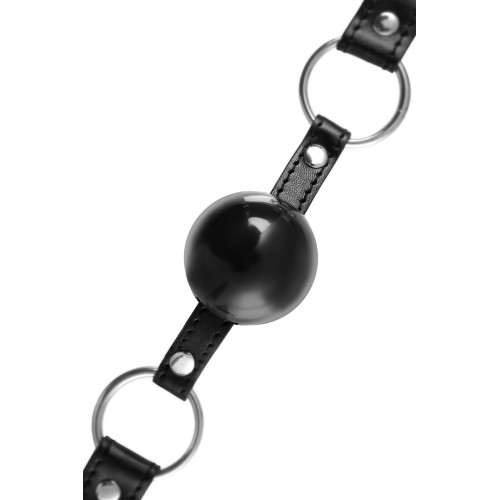 Черный кляп-шар на кожаных ремешках Anonymo