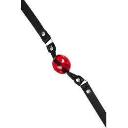 Красный кляп-леденец на кожаных ремешках со вкусом виски