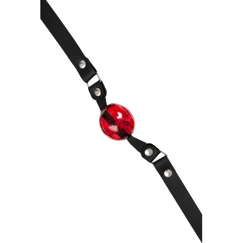 Красный кляп-леденец на кожаных ремешках со вкусом виски